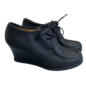 Lauren Ralph Lauren Black Denver Leather Wedge Ankle Boots